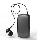 K68 Retractable Lavalier Bluetooth Earphone MP3 Conference Recording Wireless Headphone - Black