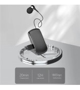 K68 Retractable Lavalier Bluetooth Earphone MP3 Conference Recording Wireless Headphone - Black