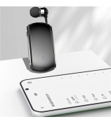K68 Retractable Lavalier Bluetooth Earphone MP3 Conference Recording Wireless Headphone - Black