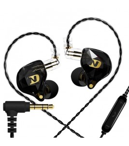 ND NX2 Wired Earphones Dynamic Drive Headphones HiFi Stereo Bass Earbud with Detachable Cable, with Mic - Black