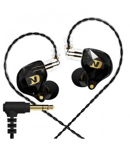 ND NX2 Wired Earphones Dynamic Drive Headphones HiFi Stereo Bass Earbud with Detachable Cable, No Mic - Black