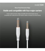 CELEBRAT G34 3.5mm Wired Earphone Wire Control Stereo Music Calls Headset - White