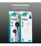 CELEBRAT G34 3.5mm Wired Earphone Wire Control Stereo Music Calls Headset - White
