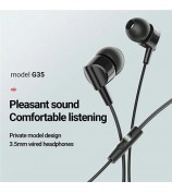 CELEBRAT G35 3.5mm Wired Earphones HiFi Stereo Sound Headphone with Mic - Black