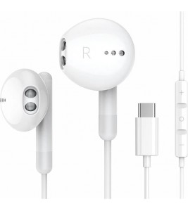 ME540 Type-C Digital Audio Earphones Semi-In-Ear Wired Headphones with Mic for iPhone Google Samsung - White