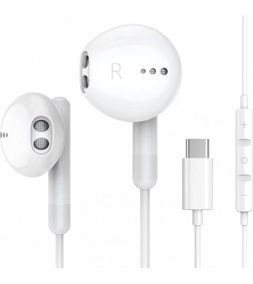 ME540 Type-C Digital Audio Earphones Semi-In-Ear Wired Headphones with Mic for iPhone Google Samsung - White