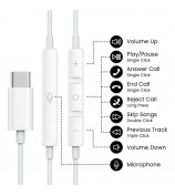ME540 Type-C Digital Audio Earphones Semi-In-Ear Wired Headphones with Mic for iPhone Google Samsung - White