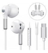 ME542 Type-C Wired Earphones with Mic Magnetic Semi-In-Ear Headphones for iPhone Google Samsung - White