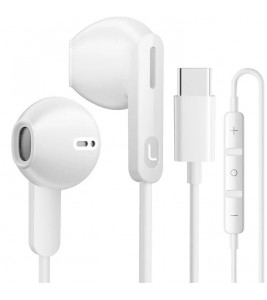 ME941A 1.2m Type-C Wired Earphones with Mic USB-C Headphones for iPhone Google Samsung - White