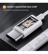 ME941A 1.2m Type-C Wired Earphones with Mic USB-C Headphones for iPhone Google Samsung - White