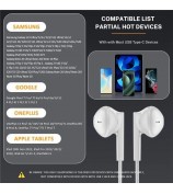 ME941A 1.2m Type-C Wired Earphones with Mic USB-C Headphones for iPhone Google Samsung - White