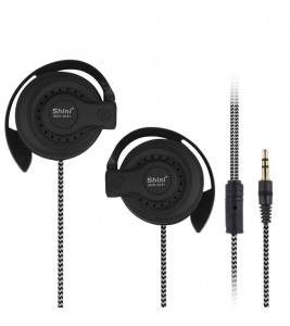 Q141 Sports Headphones Fitness Stereo Bass Earphones Ear Hook 3.5mm Braided Wired Headset - Black