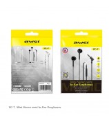 AWEI PC-7 3.5mm Wired Earphones In-ear Mobile Phone Music Headset with Mic Line Control - Black