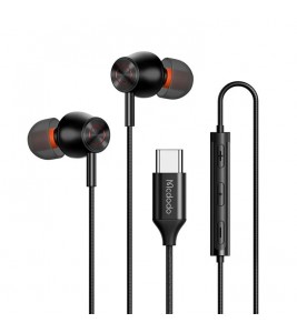 MCDODO HP-3490 MDD HiFi Stereo Wired Headphone Type-C Earphone with Mic and Volume Control - Black