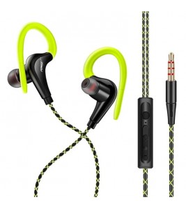FONGE S760 3.5mm Wired Sport Headset Earhook Wire Control Music Calling Mobile Phone Earphone - Green