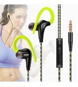 FONGE S760 3.5mm Wired Sport Headset Earhook Wire Control Music Calling Mobile Phone Earphone - Green