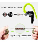 FONGE S760 3.5mm Wired Sport Headset Earhook Wire Control Music Calling Mobile Phone Earphone - Green