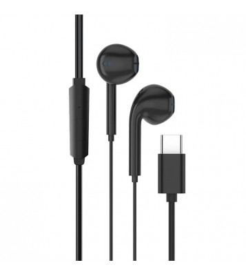 TIANSTON E50 Type-C Wired Earphone Digital Decoding Wire Control Music Headset - Black