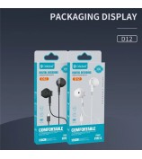 CELEBRAT D12 Type-C Wired Earphone HiFi Stereo Phone Music Headset - Black