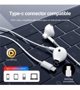 CELEBRAT D12 Type-C Wired Earphone HiFi Stereo Phone Music Headset - Black