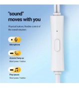 CELEBRAT D12 Type-C Wired Earphone HiFi Stereo Phone Music Headset - Black