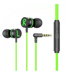 P08 Angled 3.5mm Wired Gaming Headphone Volume Control In-Earbud Earphone - Green