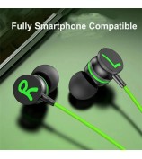 P08 Angled 3.5mm Wired Gaming Headphone Volume Control In-Earbud Earphone - Green