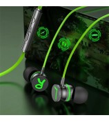 P08 Angled 3.5mm Wired Gaming Headphone Volume Control In-Earbud Earphone - Green
