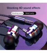3.5mm In-Ear Metal Bass Sound Earbud Music Headphone with Wired Volume Control - Black