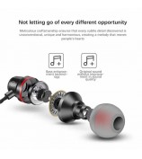 3.5mm In-Ear Metal Bass Sound Earbud Music Headphone with Wired Volume Control - Black