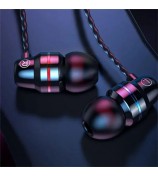 3.5mm In-Ear Metal Bass Sound Earbud Music Headphone with Wired Volume Control - Black