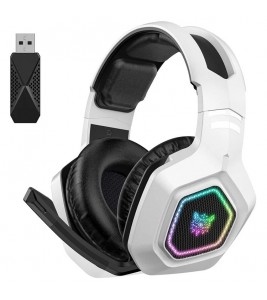 ONIKUMA B100 2.4G Wireless / Bluetooth 5.3 / Wired Over-Ear Headset RGB Light E-Sports Gaming Headphone - White
