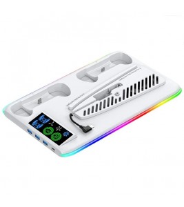 OIVO IV-P5364 Charging Station for Sony Playstation 5 / PS5 Slim RGB Cooling Station with Dual Controller Charger
