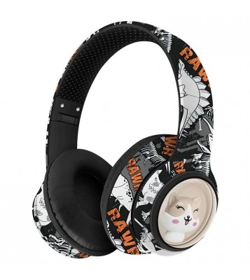 AKZ 36 Creative Graffiti Bluetooth Headphone FM Radio Foldable Stereo Wireless Headset - Black