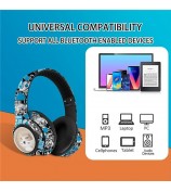 AKZ 36 Creative Graffiti Bluetooth Headphone FM Radio Foldable Stereo Wireless Headset - Black