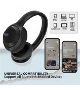 AKZ-15 Bluetooth 5.3 Over-Ear Headphones HiFi Stereo Foldable Headset with Battery Display - Black