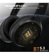 AKZ-13B Over-Ear Headphones HiFi Stereo Bluetooth 5.3 Foldable Headset with Battery Display - Black