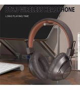 AKZ-17 Retro Headset Support TF Card Foldable Over-Ear Bluetooth Headphones with 3.5mm Jack - Brown