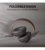 AKZ-17 Retro Headset Support TF Card Foldable Over-Ear Bluetooth Headphones with 3.5mm Jack - Brown