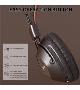 AKZ-17 Retro Headset Support TF Card Foldable Over-Ear Bluetooth Headphones with 3.5mm Jack - Brown