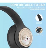 AKZ-06 Cartoon Animal Foldable Over-Ear Bluetooth Headphones Low Latency Gaming Headset - Black