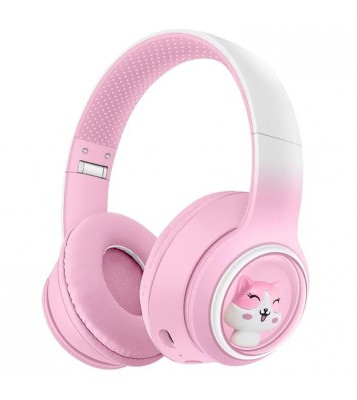 AKZ-08 Cute Cartoon Wireless Bluetooth Headphone Stereo Music Head-Mounted Headset - Pink