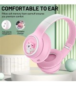 AKZ-08 Cute Cartoon Wireless Bluetooth Headphone Stereo Music Head-Mounted Headset - Pink