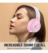 AKZ-08 Cute Cartoon Wireless Bluetooth Headphone Stereo Music Head-Mounted Headset - Pink