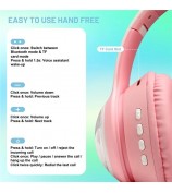 AKZ-08 Cute Cartoon Wireless Bluetooth Headphone Stereo Music Head-Mounted Headset - Pink