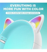 AKZ-02 Color Light Cat Ear Wireless Bluetooth Headphone Heavy Bass E-Sport Head-Mounted Headset - Gradient Sky Blue