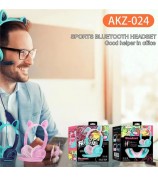 AKZ-024 Kids Headphones Cat Ear 3.5mm Wired Headset Gaming Headset with Microphone - Fruit Blue