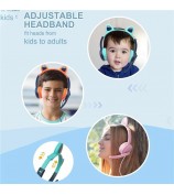 AKZ-024 Kids Headphones Cat Ear 3.5mm Wired Headset Gaming Headset with Microphone - Fruit Blue