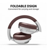 AKZ-16B Over-Ear Bluetooth Headphone Digital Display Foldable Stereo Music Headset - Brown