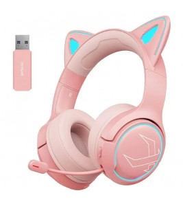 BINNUNE BW05 2.4G + Bluetooth Cat Ears Gaming Headset RGB Light Headphones with 3.5mm Jack